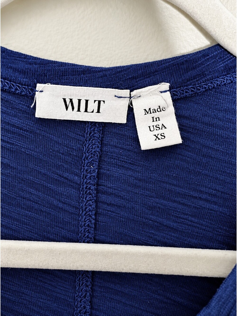 Wilt Blue Slub Knit Henley Tee XS Oversized High Low Curved Hem USA - Picture 4 of 5